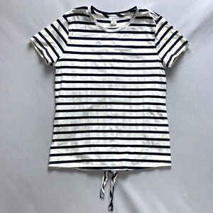 J. Crew Nautical Navy Blue White Striped Knot Tie Shirt Women’s Small Blouse